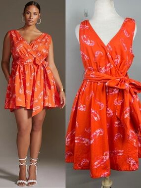 Anthropologie Maeve Mainely Lobster Wrap
Dress Sz XS